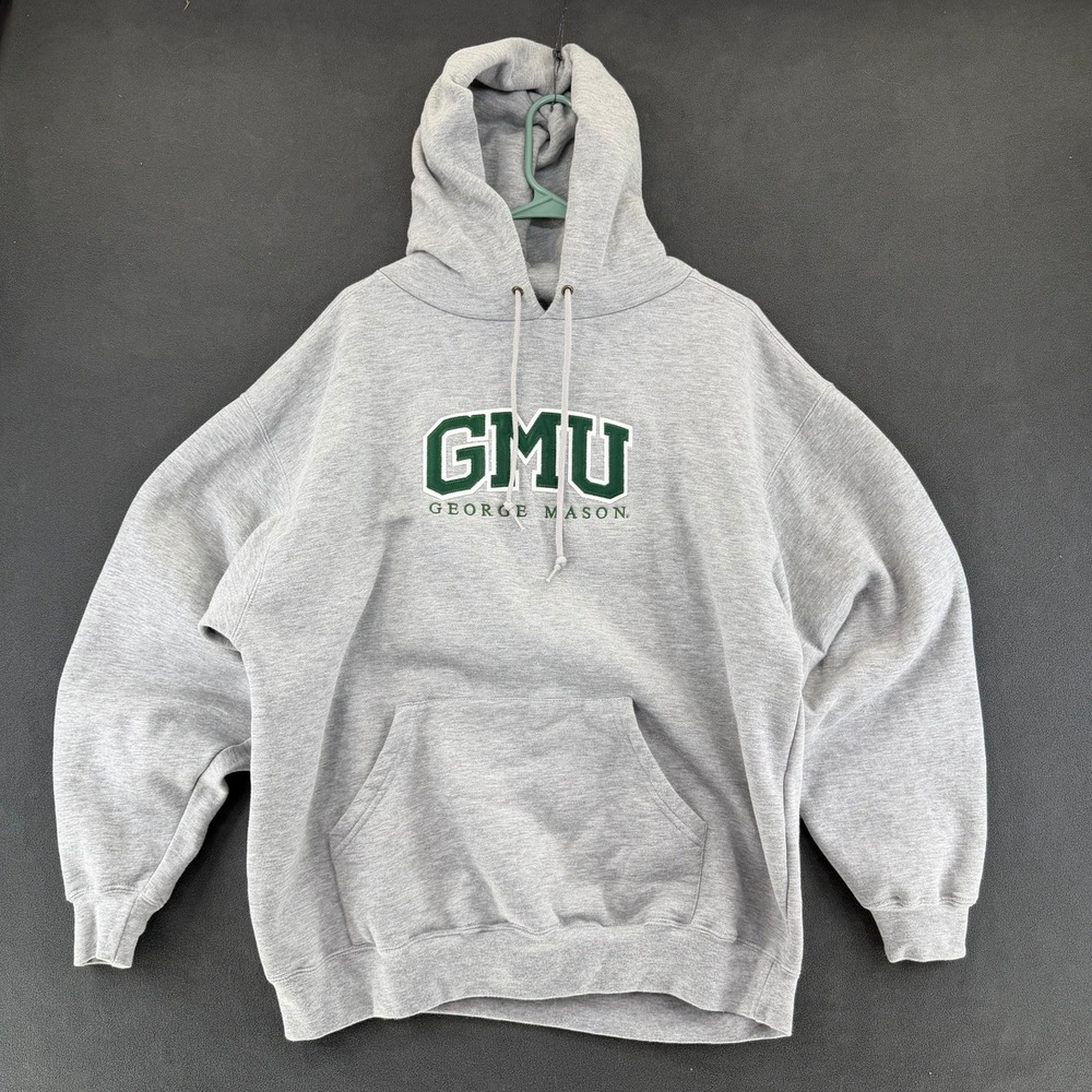Vintage 90's JanSport George Mason University GMU Hoodie Sweatshirt Gray Large